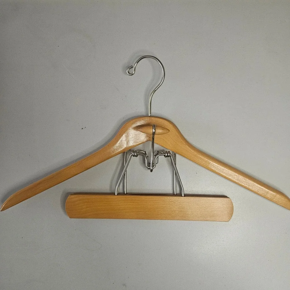 Vintage Setwell Wooden Suit Hanger with Felt Lined Locking Pants Bar 2 Pack‎